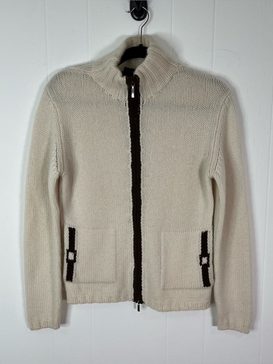 Sweaters - Effetto.F 100% Cashmere Cream Brown Full Zip Sweater Women’s M 8